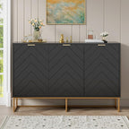 Scurrty Sideboard Cabinet with 3 Doors Buffet Cabinet with Adjustable Shelf, Storage Buffet with 3 Doors (Black)