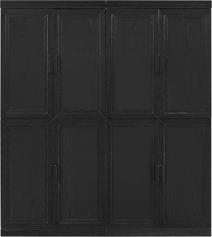 Crosley Furniture Essen 2-Piece Kitchen Pantry Storage Cabinet Set, Living Room, Bathroom, Entryway, Black