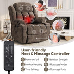 ABCASA Large Dual Motor Lay Flat Power Lift Recliners Chair for Elderly with Heat ＆ Massage, Comfortable Chenille Recliner, USB-A ＆ C, Cup Holder, Side Pocket, Brown