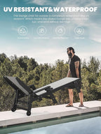 SERWALL Textilene Patio Chaise Lounge Chair Set of 2, 5 Positions Outdoor Lounger with Rolling Wheels for Pool, Deck, Black