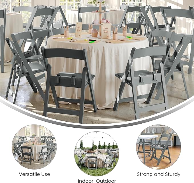 Flash Furniture Hercules Kids Gray Resin Folding Chair with Gray Vinyl Padded Seat