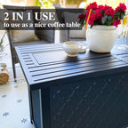 Patio Furniture Set with Firepit Table, 4 Pcs Metal Outdoor Conversation Set, 2 Single Chairs and 3 Seater Sofa with 5.75" Extra Thick Cushion and Gas Fire Pit Table for Backyard Deck, Beige