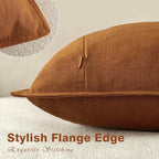 Foindtower Pack of 2, Decorative Linen Soild Throw Pillow Covers Soft Accent Lumbar Cushion Case Farmhouse Pillowcase for Chair Couch Sofa Bedroom Living Room Home Decor 12 x 20 Inch Autumn Orange