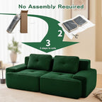 80.3” Green Boneless Couches for Living Room, Modular Sectional Sofa, 2 Seater Comfy Upholstered Loveseat Deep Seat Corduroy Fabric Cloud Couch No Assembly, Anti-Slip Design