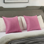 FUTEI Hot Pink Chenille Throw Pillow Covers 16x16 Inch Set of 2,Soft Wide Chevron Textured Cushion Case,Farmhouse Home Decor for Couch Bed Living Room