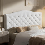 King Headboard Only, Modern Button-Tufted Upholstered Headboard King Size with 4" Thickened High-Density Sponge, Luxury Chenille Fabric, Adjustable Height, Easy Assembly, Beige