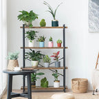 HCHQHS Bookshelf, 4-Tier Industrial Bookcase, Rustic Open Book Shelf, Freestanding Tall Bookshelves with Metal Frame