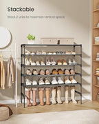 SONGMICS Shoe Rack, 3-Tier Shoe Storage Organizer, Space-Saving, 11.6 x 36.1 x 21 Inches, Entryway, Metal Frame, Non-Woven Fabric Shelves, Ink Black ULSH033BH01S