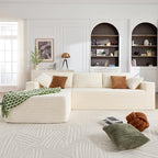 108" Boneless Couches for Living Room, Modular Sectional Sofa with Oversized Chaise, L-Shape Cloud Couch with Deep Seat, High-Density Memory Foam, No Assembly Required, Plush Corduroy Beige
