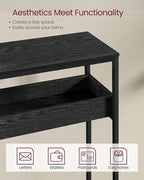 VASAGLE 2-Tier Entryway Table, Narrow Console Table, Semi-Open Compartments, 9.4 x 39.4 x 31.5 Inches, for Hallway, Living Room, Ebony Black and Ink Black ULNT091B01