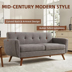 Tbfit Loveseat Sofa, 65" W Mid Century Modern Love Seat Small Loveseat for Bedroom, Button Tufted Upholstered Small Couch Sofa for Living Room, Grey