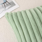 Pallene Faux Fur Plush Lumbar Throw Pillow Covers 12x20 Set of 2, Luxury Soft Fluffy Striped Decorative Pillow Covers for Sofa, Couch, Living Room, Sage Green