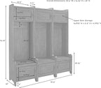 Crosley Furniture Fremont 3-Piece Hall Tree Entryway Set with Storage Cabinets and Coat Rack Hooks, Distressed White