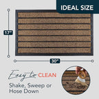 ubdyo 2 Pack Extra Durable Door Mat Outdoor Entrance - Muddy Dirt Trapping Outdoor Mats - Low Pile Front Door Mat Outside Entrance - Anti Slip Indoor Doormat - 30'' x 17'', Bright Brown