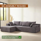 108" Modular Sectional Couch Sofa with L-Shape Chaise, Modern Cloud Comfy Sofa with Deep Seat, Upholstered Couches for Living Room Bedroom, No Assembly Required (Grey Right Facing Chaise)