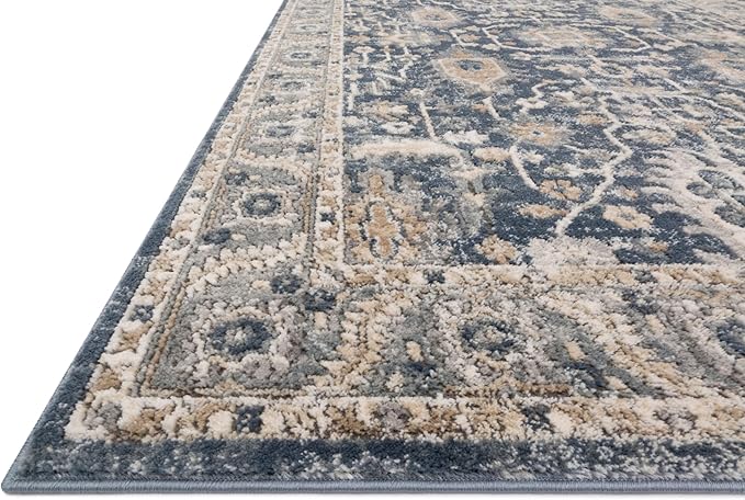 Loloi Teagan Collection TEA-03 Denim/Pebble 2'-8" x 10'-6" Runner Rug, Large, Soft Neutral Rug, High-Traffic for Living Room, Bedroom, Home Office, Dining Area