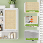 Wall Bathroom Cabinet with Flax Sliding Door, Wood Medicine Cabinet with Adjustable Shelf, Hanging Cabinet for Bathroom, Livingroom (White-1)