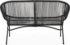 Christopher Knight Home Dessa 3 Piece Patio Furniture Set, Patio Wicker Accent Chair Set of 2 and Loveseat, Metal Frame 4 Seater Outdoor Papasan Lounge Chair Set, PE Rattan Outdoor Bistro Set, Black