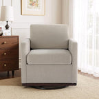 UIXE Swivel Accent Chair, Chenille Upholstered Armchair Comfy Club Chair for Living Room, Mid Century Modern Arm Chair Single Sofa Nook Bedroom Side Reading Seat - Beige