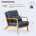 Modern Accent Chair Set of 2 with Lumbar Pillow, Relaxing Mid Century Chair Armchair with Solid Wood Frame & Soft Cushion, Reading Leisure Armchair for Living Room, Blue