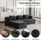 95" Modern Cloud Sectional Sofa Couch, Modular L-Shaped Sofas with Deep Seat and Chaise Ottoman, Chenille Boneless Tufted Couches for Living Room, No Assembly Required, Black