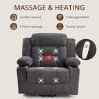 Dual Motor Power Lift Recliner for Elderly, Large Electric Lift Recliner with Massage and Heat, Cup Holders, Side Pocket, Fabric(Dark Grey)