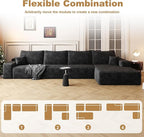 136" Sectional Couches for Living Room Modern Modular Sofa with L-Shape Couchs Upholstered Boneless Couch Deep Seat Sectional Couch with Chaise (Black, Right Facing Chaise+3Seaters)