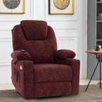 MCombo Power Lift Recliner Chair for Elderly, Lift Chair with Heat and Massage, USB&Type C Ports, Extended Footrest, Cup Holders, Fabric 7040 (Medium, Sangria)