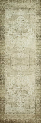 Loloi Magnolia Home by Joanna Gaines Banks Collection BAN-06 Natural/Granite 2'-6" x 12'-0", .13" Pile Height, Machine Washable, Runner Rug