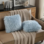 FUTEI Dusty Blue Decorative Throw Pillow Covers 18x18 Inch Set of 2,Soft Cozy Faux Fine Wool Textured Cushion Case,Modern Home Luxury Decor for Couch Bed Living Room