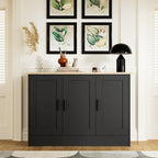 Anystyle 43.3”W Black 3 Door Buffet Cabinet, Coffee Bar with Adjustable Shelf, Kitchen Sideboard for Living Room, Kitchen