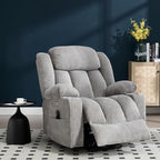 Power Lift Recliner Chair, USB/Type-C Ports & Cup Holders, Heavy Duty Chenille Recliner for Elderly, Light Grey