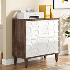 Tribesigns 2-Drawer File Cabinet, Lateral Filing Cabinet for A4/Letter/Legal Size, Office Storage Cabinet, Printer Stand with Storage Drawer for Home Office, White and Brown