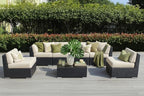 Outdoor Patio Furniture with 6-inch Thick Rainshield Cushions, No-Assembly 7-Piece All-Weather Wicker Sectional Set (Sunbrella Taupe)