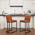 PHI VILLA Brown Bar Stools Set of 2, Faux Leather Counter Height Chairs, Kitchen Stools for Island, 24 Inch Barstools with Back