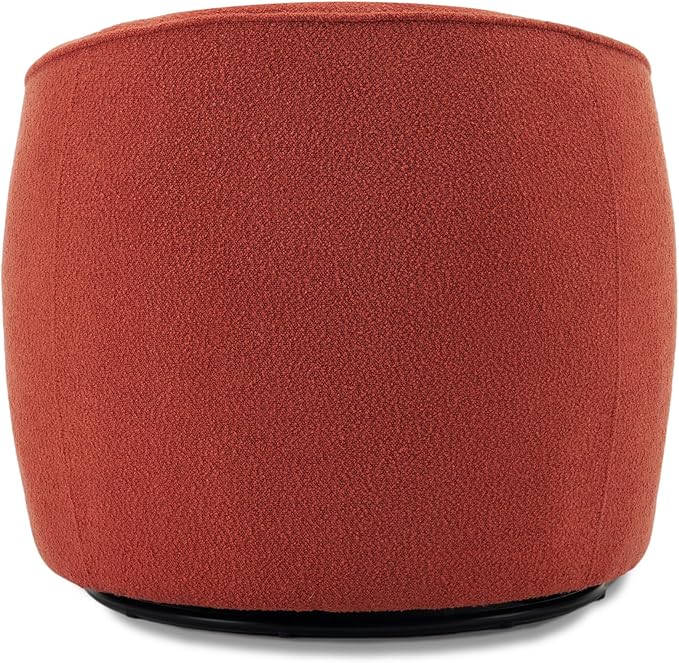 Swivel Accent Chair, Modern Upholstered Boucle Barrel Arm Chairs with Pillow for Living Room, 360 Degree Round Swivel Sherpa Armchair with Round Base for Bedroom Club (1, Orange)