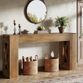Tribesigns 63-Inch Long Console Table, Farmhouse Entryway Table with 2 Drawers and X-Shaped Legs, Narrow Sofa Furniture Behind The Couch for Entrance, Hallway, Living Room, Warm Brown