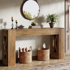 Tribesigns 63-Inch Long Console Table, Farmhouse Entryway Table with 2 Drawers and X-Shaped Legs, Narrow Sofa Furniture Behind The Couch for Entrance, Hallway, Living Room, Warm Brown