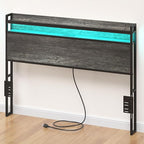 Elephance Headboard for Queen Size Bed Frame with 2 Tier Storage, with Outlets, USB and Type C Ports and LED Light, Height Adjustable, Platform Bed Headboard Only, Easy Assembly