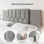 Upholstered Tufted Headboard, 3 in 1 Headboard for Full/Queen/King Size Bed, Height & Width Adjustable Head Boards, Attach Frame, Study & Comfortable, Ideal for Bedroom, Dorm, Guest Room, Grey