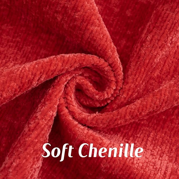 FUTEI Christmas Red Chenille Throw Pillow Covers 26x26 Inch Set of 2,Soft Cozy Bound Edge Design Euro Pillow Sham,Home Decor for Couch Bed Living Room