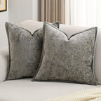 FUTEI Grey Chenille Throw Pillow Covers 20x20 Inch Set of 2,Soft Cozy Bound Edge Design Cushion Case,Home Decor for Couch Bed Living Room