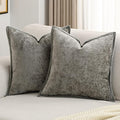 FUTEI Grey Chenille Throw Pillow Covers 16x16 Inch Set of 2,Soft Cozy Bound Edge Design Cushion Case,Home Decor for Couch Bed Living Room