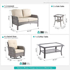 8 PCS Patio Outdoor Furniture Set with Swivel Rocking Chairs,All Weather Wicker Rattan Patio Seating Sofa and Chairs Set,Outdoor Conversaiton Sets for Deck Yard Prrch Garden Poolside,Beige