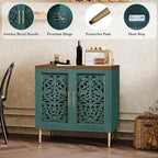 ARTPOWER Accent Cabinet with 2 Doors, Vintage Hollow Carving Buffet Cabinet, Sideboards and Buffets with Storage, Credenza for Living Room, Kitchen, Dining Room, Entryway, Hallway, Green