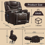 Lift Chair for Elderly: 9988 High Density Foam Lay Flat Heat and Massage, Reclining to 180, 2 Pockets Cup Holders, 2 Remote Controls, Dual OKIN Motors - Breathable Leather Reddish Brown