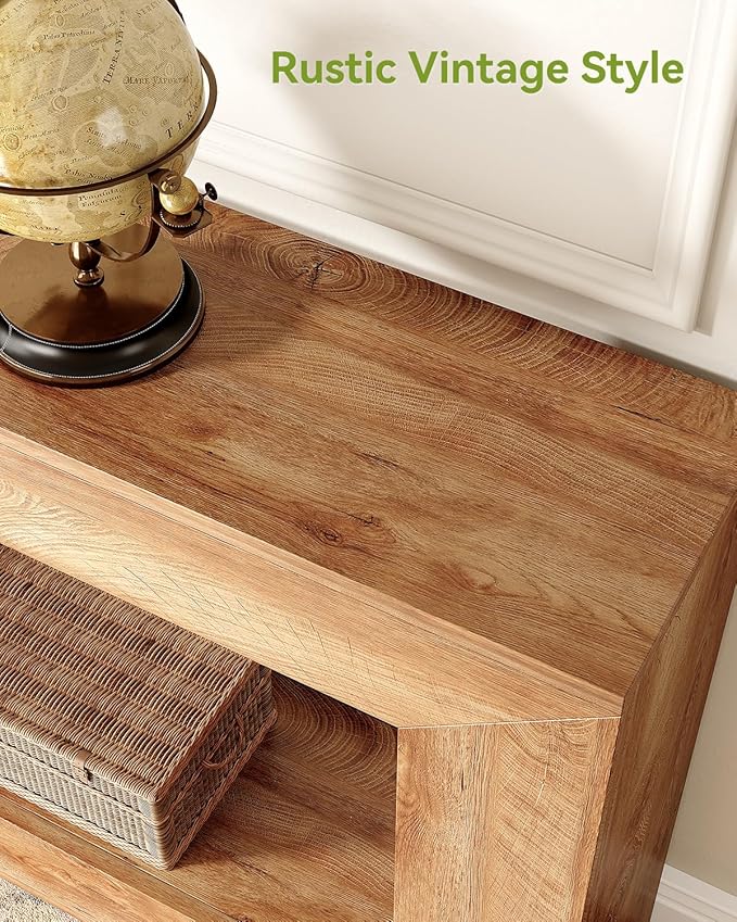 LITTLE TREE 47 Inches Console Table, Sofa Table with Storage, Modern Entryway Table for Hallway, Narrow Long Sofa Entryway Table for Living Room, Beige