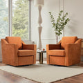 UIXE Swivel Accent Chairs Set of 2, Chenille Upholstered Arm Chair for Living Room, Modern Club Armchair Comfy Single Sofa Bedroom Reading Seat with Lumbar Pillow - Orange