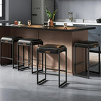 VASAGLE EKHO Collection - Bar Stools Set of 4, Counter Height Bar Stools, Synthetic Leather with Stitching, Mid-Century Modern Counter Stools, 26-Inch Tall, Kichen Home Bar Dining Room, Ink Black