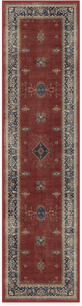 RUGGABLE Washable Vintage Runner Rug – Verena Amber Red 2.5x10, Stain-Resistant, Non-Slip Hallway Runner – Machine Washable Rug for Hallway, Entryway, Living Room & Kitchen–with Standard Pad
